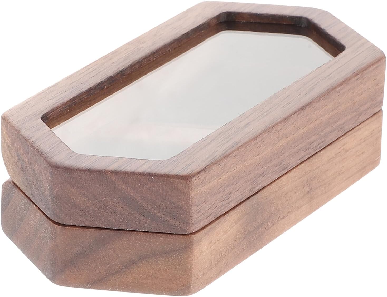 Hemoton Wooden Jewelry Box for Rings, Vintage Brown Magnetic Travel Case