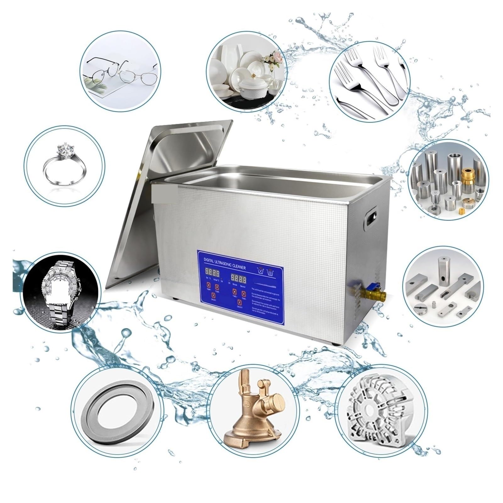 Myjka ultradźwiękowa, Cleaning Effect Ultra Cleaner 30L, 500W, Wanna, Przenośna Zmywarka Ze Stali Nierdzewnej, Sprzęt AGD Z Częściami Mocującymi do czyszczenia biżuterii