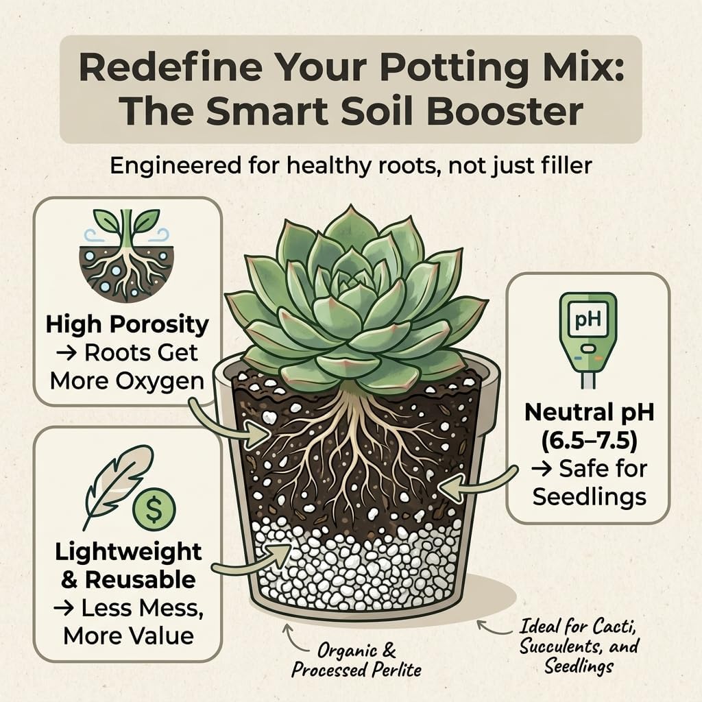 Doter Organic Perlite for Plants, Soil Amendment for Enhanced Drainage and Growth, Ideal for Potting Mixes (10 Quart)
