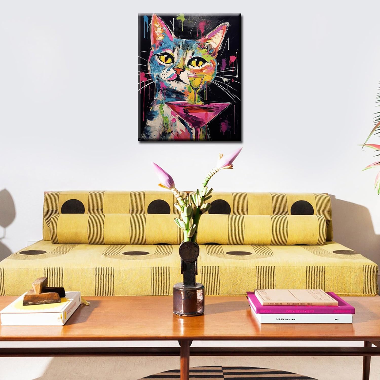 Tucocoo Cat Colorful Paint by Numbers Kits with Brushes and Acrylic Pigment on Canvas Painting for Adults, Close-up Animal Goblet Picture for Home Wall Decor Gifts 16''x20'' (DIY Framed)