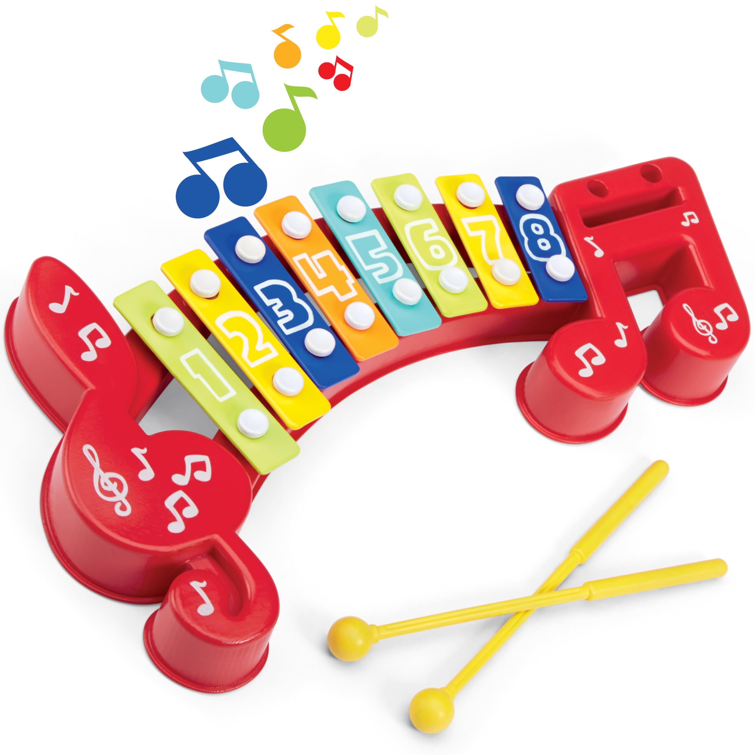 Small World Toys Xylophone for Kids 8 Key Colorful Xylophones for Toddlers Age 2 Kids Musical Instrument Montessori