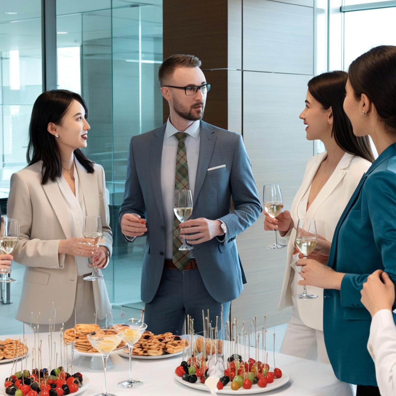 Mens Tie Cotton Skinny Ties for Men, Plaid Striped Men's Neckties Cashmere Wool Necktie for Business Wedding Party - Image 5