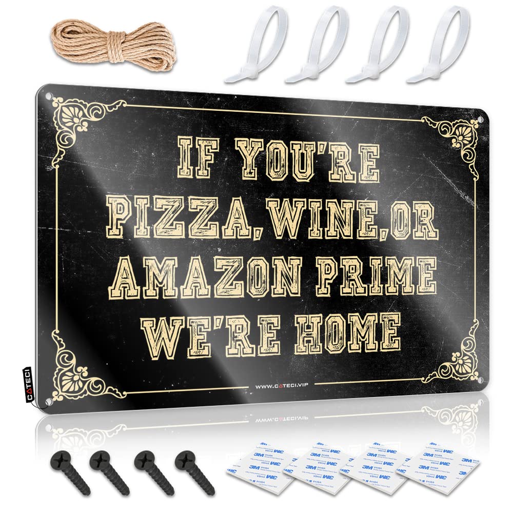 Vpguqarfr Colour Premium Funny Sign, Door Gift For Coworker If You're Pizza Wine We're Home | Farmhouse Living Room Decor(30X40cm)