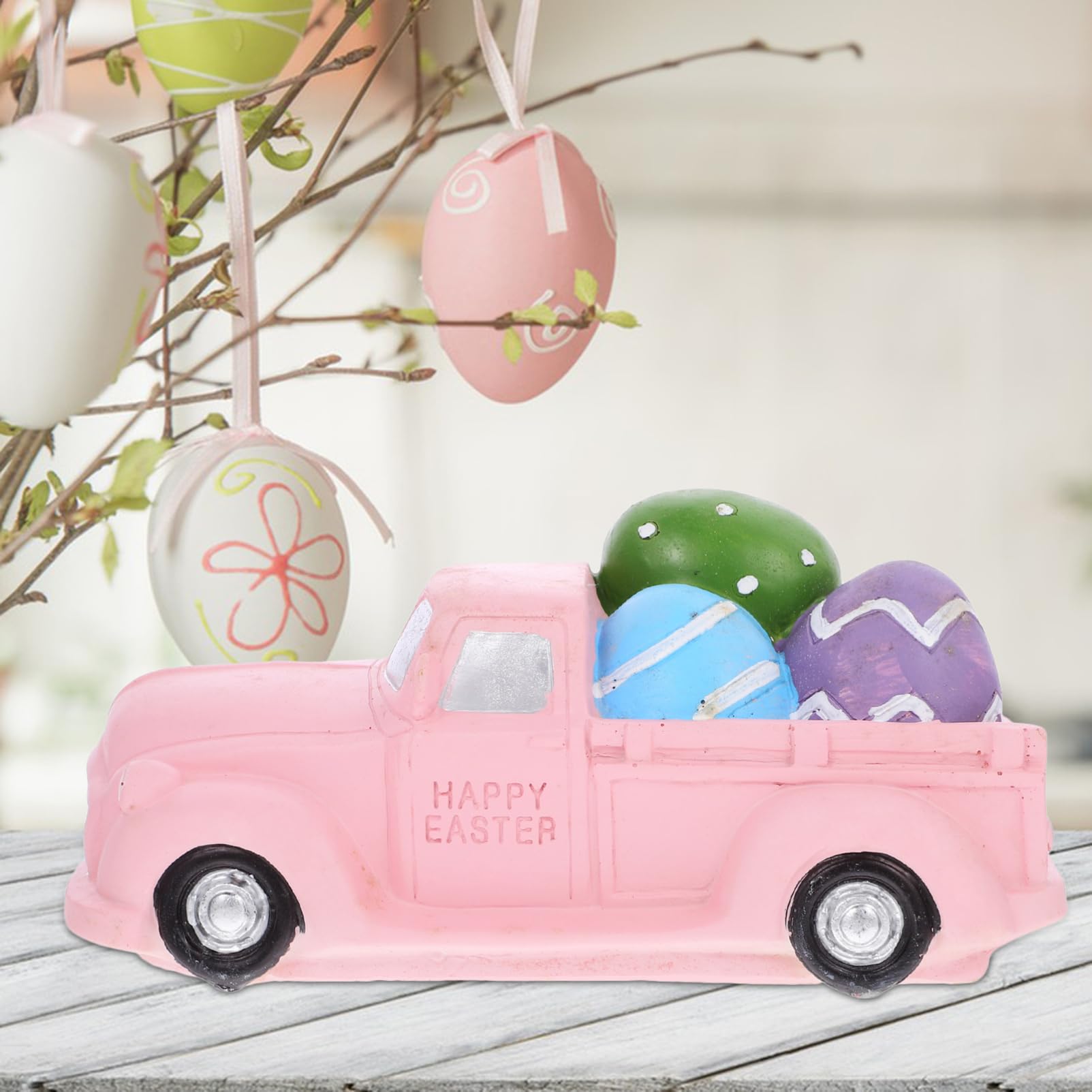 PRETYZOOM Decorazione Di Pasqua Con Camion e Uova Statua Per Tavolo Decorazione Primaverile Per Casa e Feste Perfetta Per Vassoi Piani e Mensole