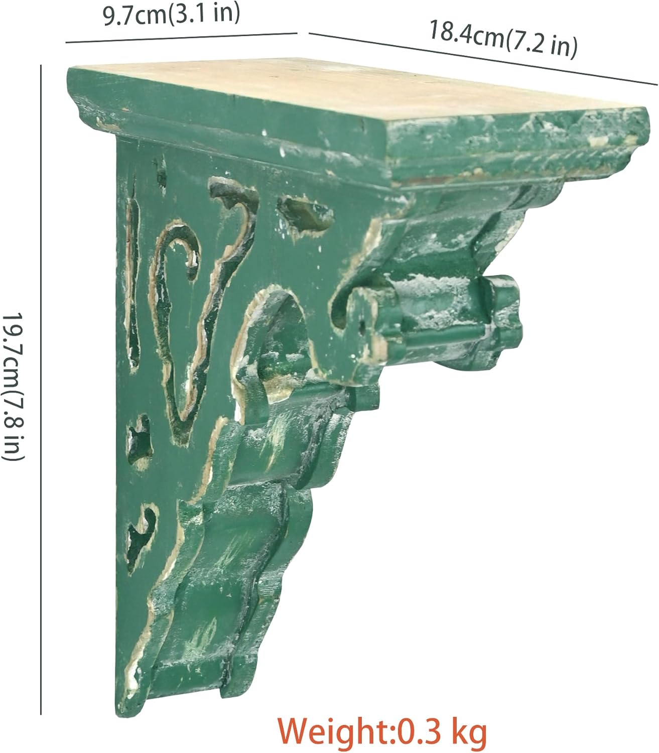 Wood Corbels for Shelves Corbels Decorative,Set of 4,L7.2 x W3.1 x H7.8 Inch, Shelf Brackets Wooden Vintage Shelf Farmhouse Decor