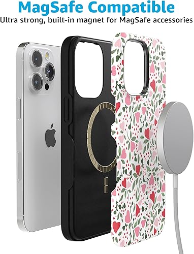 Vista 614 de Casely Funda para iPhone 15 Pro Max Jardín Secreto Flores mixtas Funda atrevida Compatible con MagSafe y botón de acción Secret Garden
