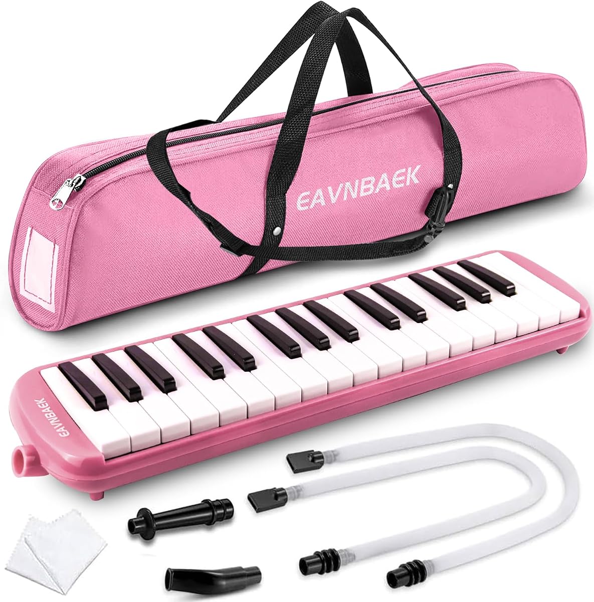 Eavnbaek 32 teclas Instrumento melódico Soprano Air Piano Teclado Pianica | Instrumento de teclado portátil con 2 tubos largos suaves, 2 tubos de boquilla y bolsa de transporte para estudiantes principiantes, regalo para adultos