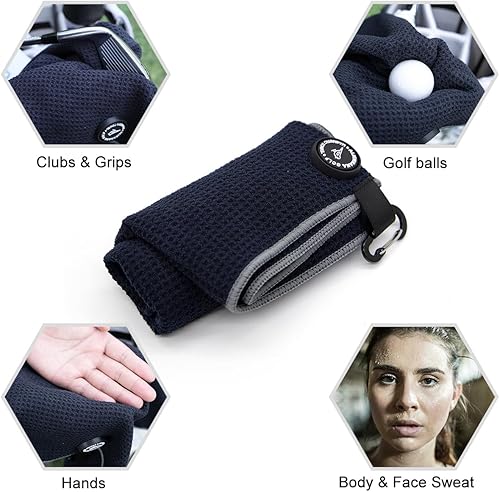 Miniatura 6 de Toalla de golf magnética, diseño de gofre de microfibra con clip, imán de fuerza industrial para un fuerte agarre a bolsas de golf, carritos y palos
