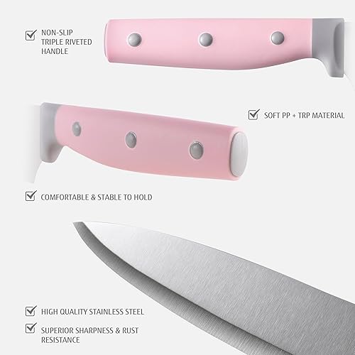 Miniatura 4 de hecef Juego de cuchillos de cocina con tira magnética, juego de 6 cuchillos profesionales para cocina, tira magnética de 13 pulgadas, juego de