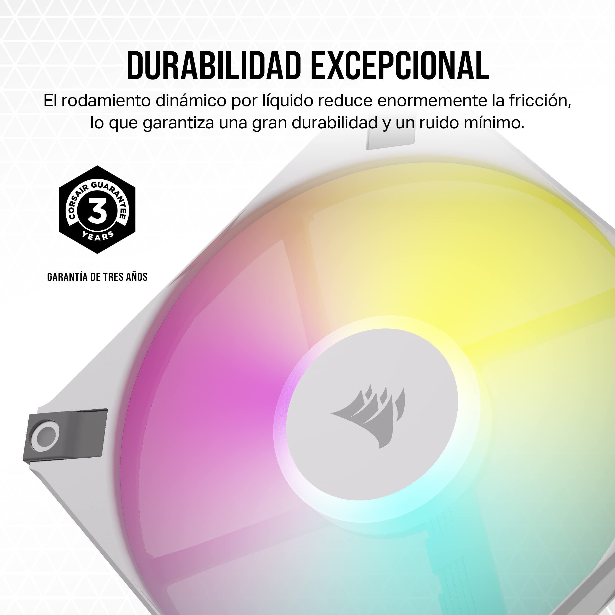 Corsair AF120 RGB Slim, Kit de Ventilador de 120 mm con Rodamiento Dinámico de Fluidos PWM - Perfil Delgado para Cajas Pequeñas - 8 LED RGB Direccionables - Pack Doble con Lighting Node Core - Blanco