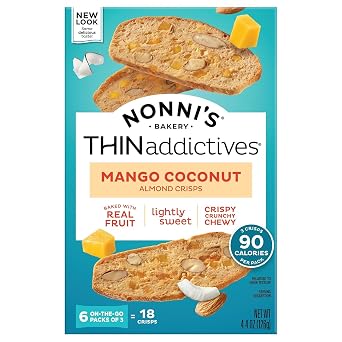 Nonnis THINaddictives, Thin Cookies, Mango Coconut Almond, 6 Count, 4.4 Ounce