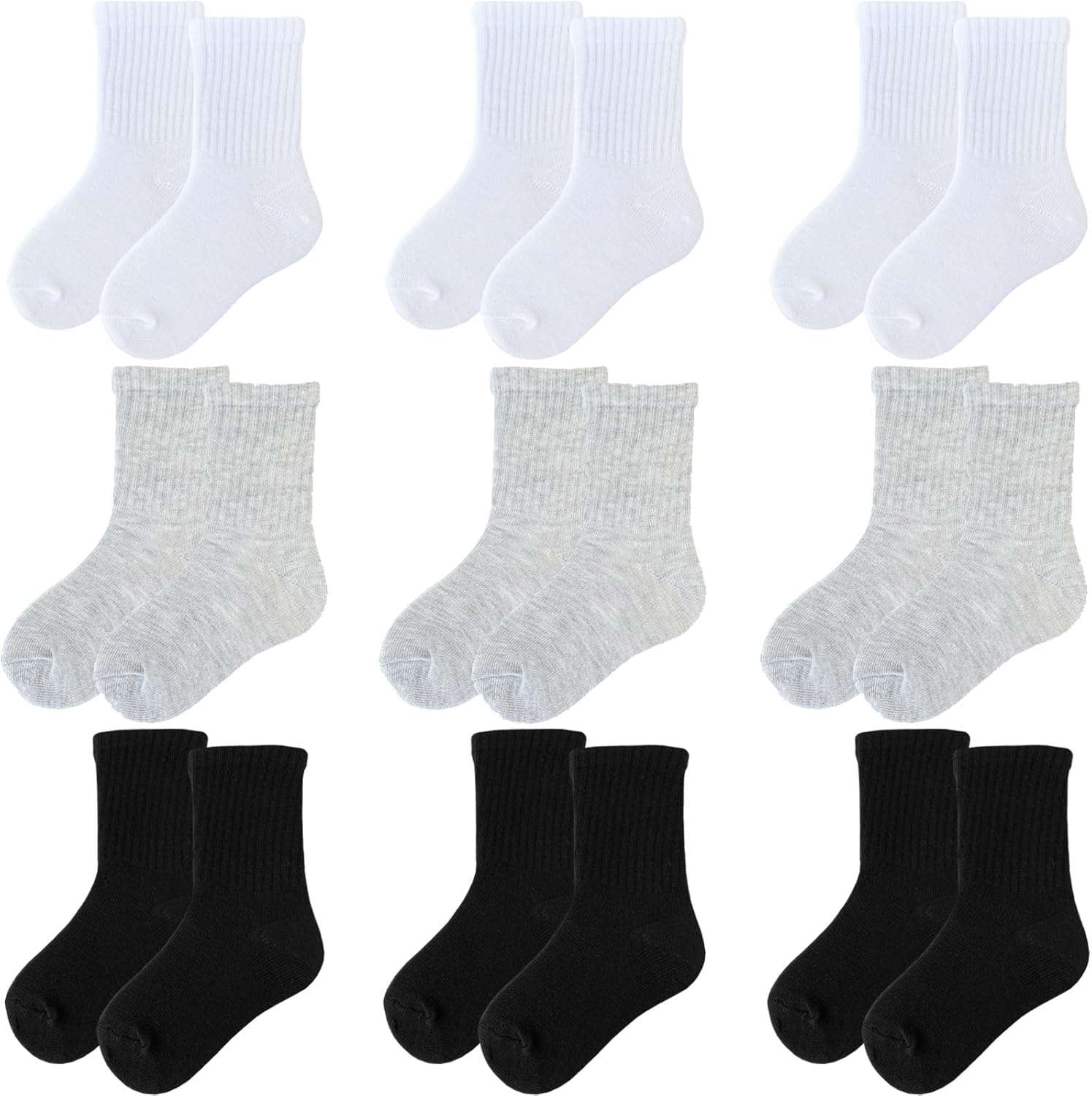 JAMEGIO Toddler Kids Boys Girls Fashion Cotton Socks Soft Crew Socks for 2-14 Years Boys Girls -9 Pairs