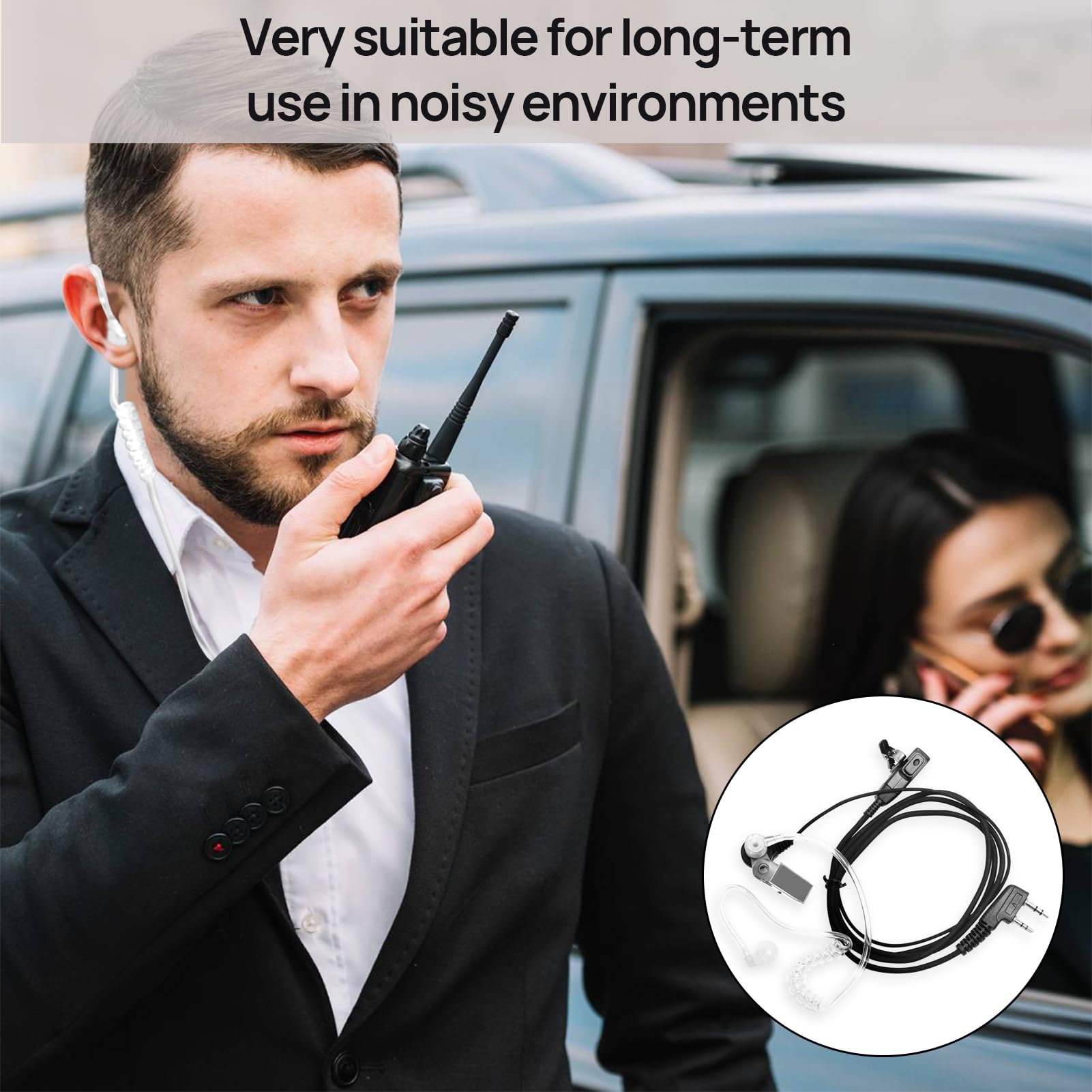Walkie Talkie Earpiece with Mic, Ear Piece for Radio, Radio Earpiece 2 Pin, Walkie Talkie Headset Suitable for Retevis Baofeng Kenwood 2-pin, Security Ear Pieces for Security Guard Accessories — view 5