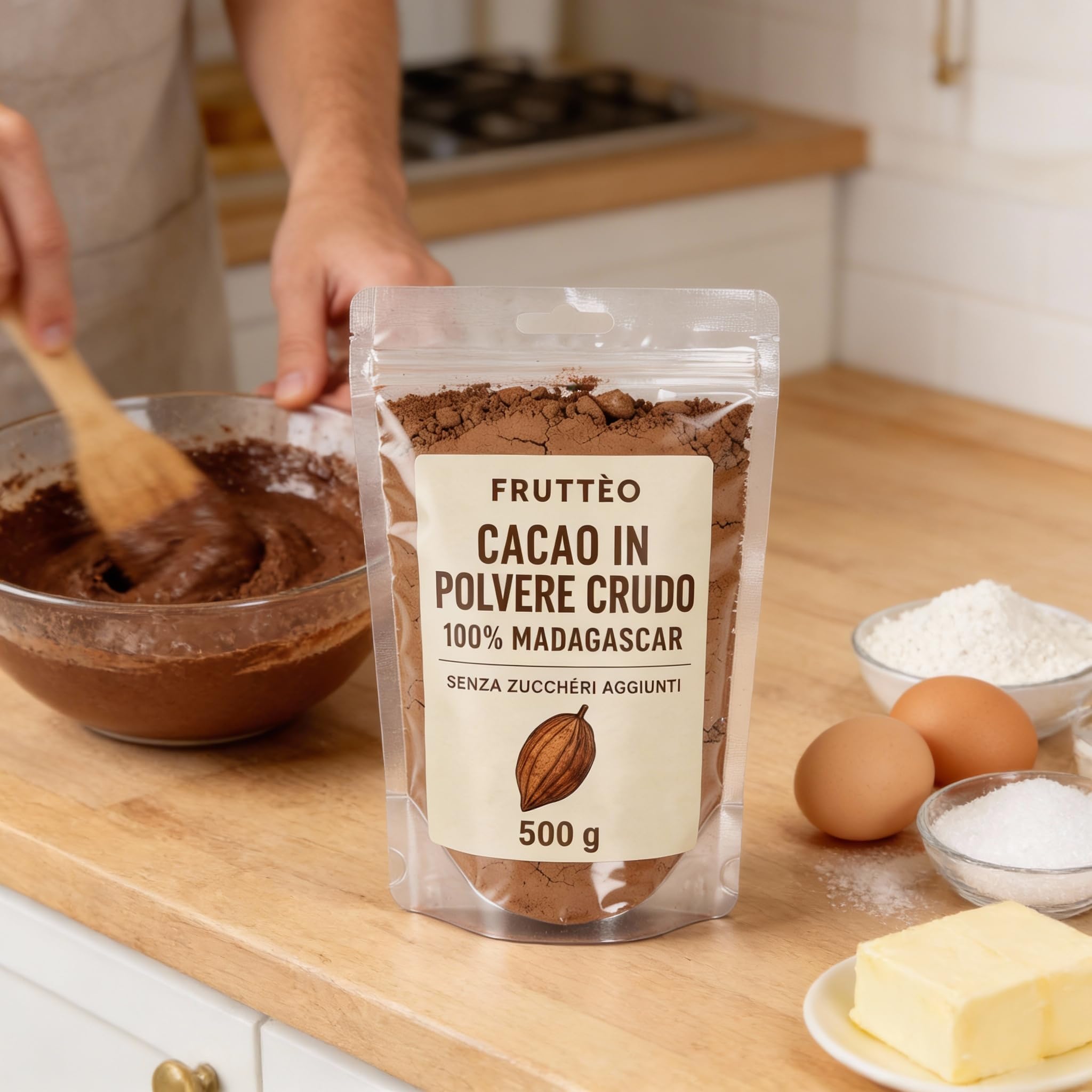 Cacao Amaro in Polvere 500g Madagascar – 100% Puro Non Alcalinizzato – Gusto Intenso e Aromatico – Ideale per Dolci, Pasticceria e Bevande – Qualità Premium