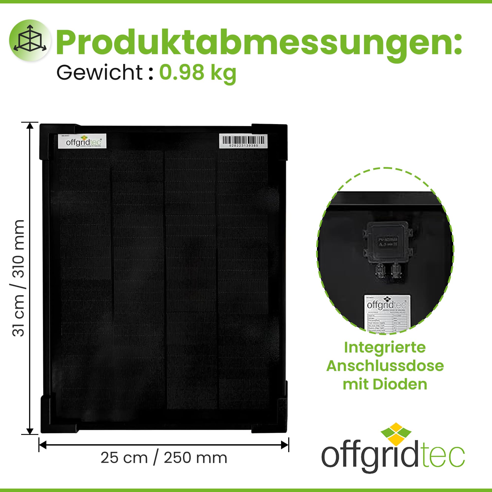Offgridtec OLP 10W Solarpanel 12V Schindeltechnologie PERC V2