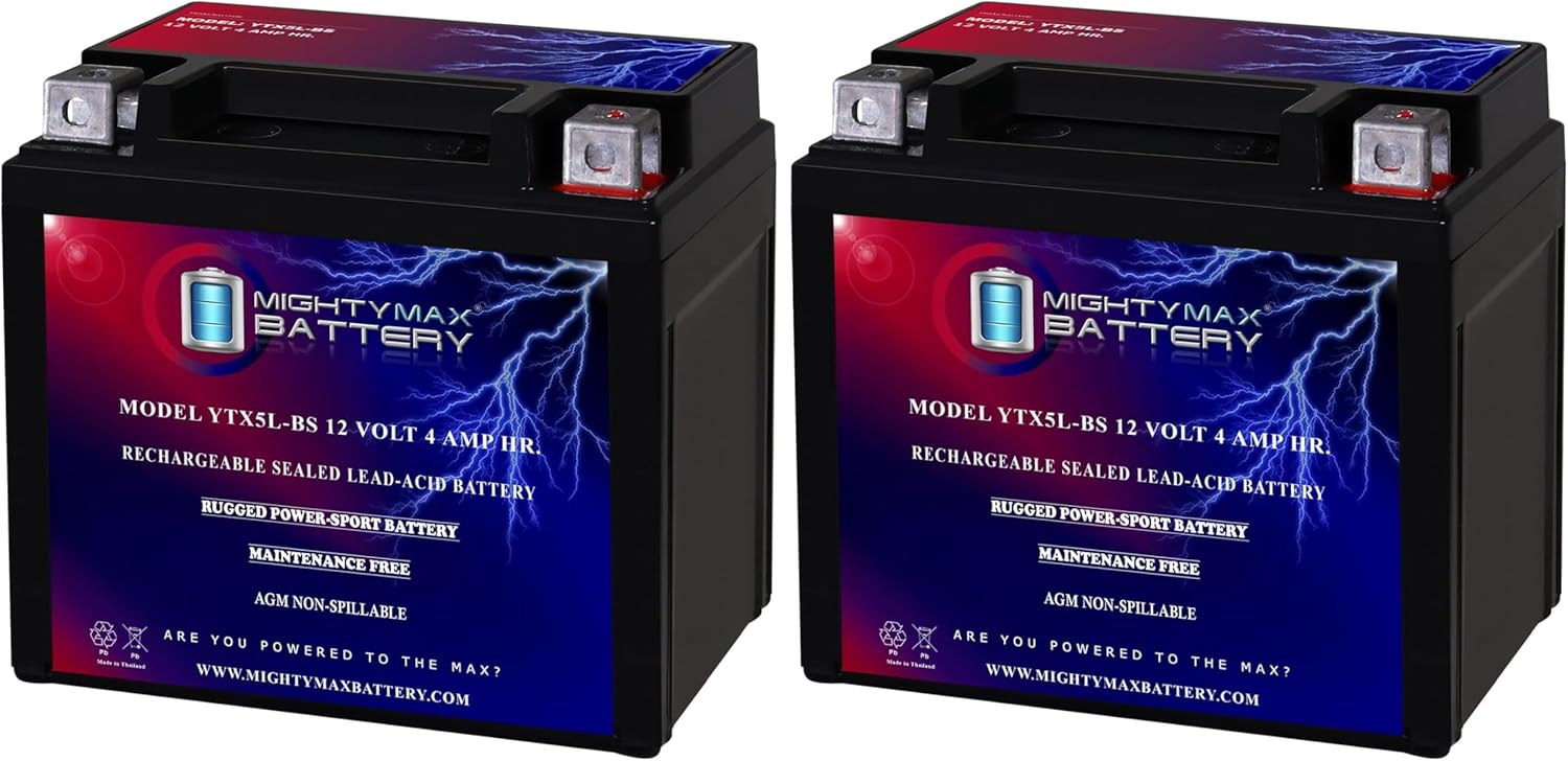 Mighty Max Battery YTX5L-BS Battery for Polaris 90 Predator, Sportsman, Outlaw 03-14 Brand Product (Pack of 2)