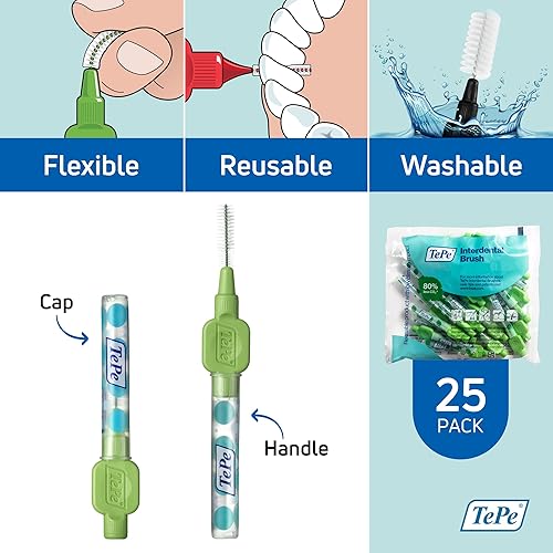 Miniatura 5 de TePe Paquete de 25 cepillos interdentales originales, cepillo dental suave para limpieza de dientes, 5, verde