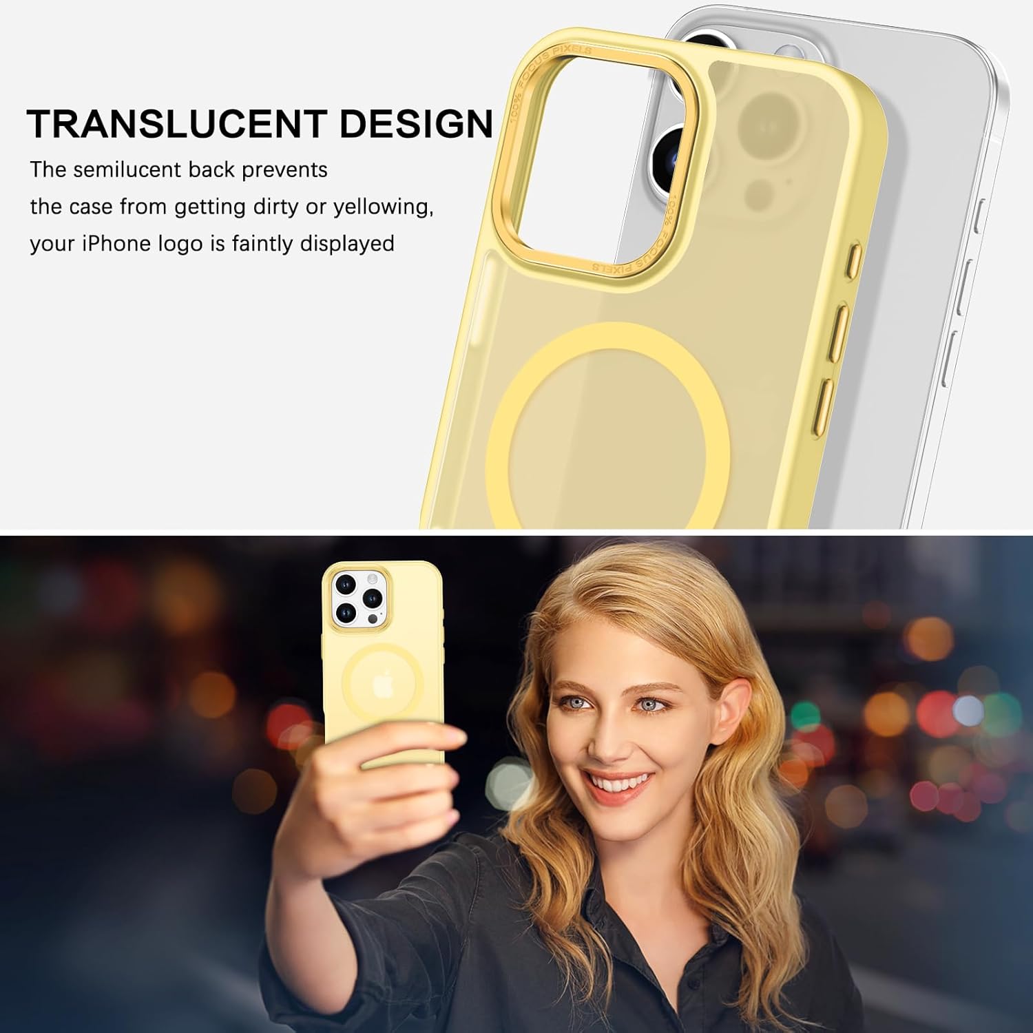 Telaso for iPhone 16 Pro Case, iPhone 16 Pro Phone Case Compatible with Magsafe Translucent Matte Back Slim Fit Full Body Shockproof Anti-Yellow Cover for iPhone 16 Pro 6.3",Yellow - Image 7