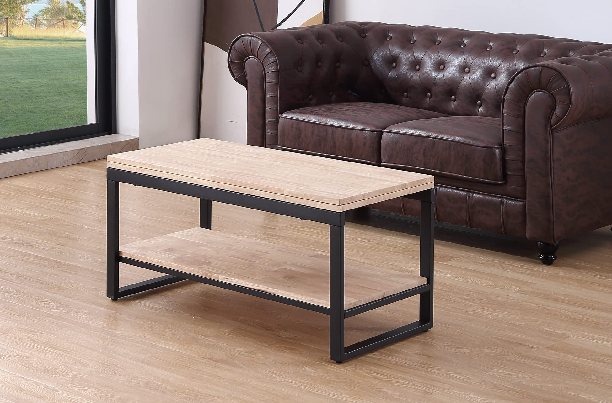 Table basse relevable extensible PEGANE pour manger confortablement dans son canapé