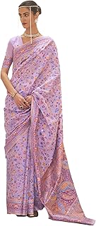 AKHILAM Women's Woven Design Silk Blend Saree With Unstitched Blouse Piece (KHUBNI240001_Parent)