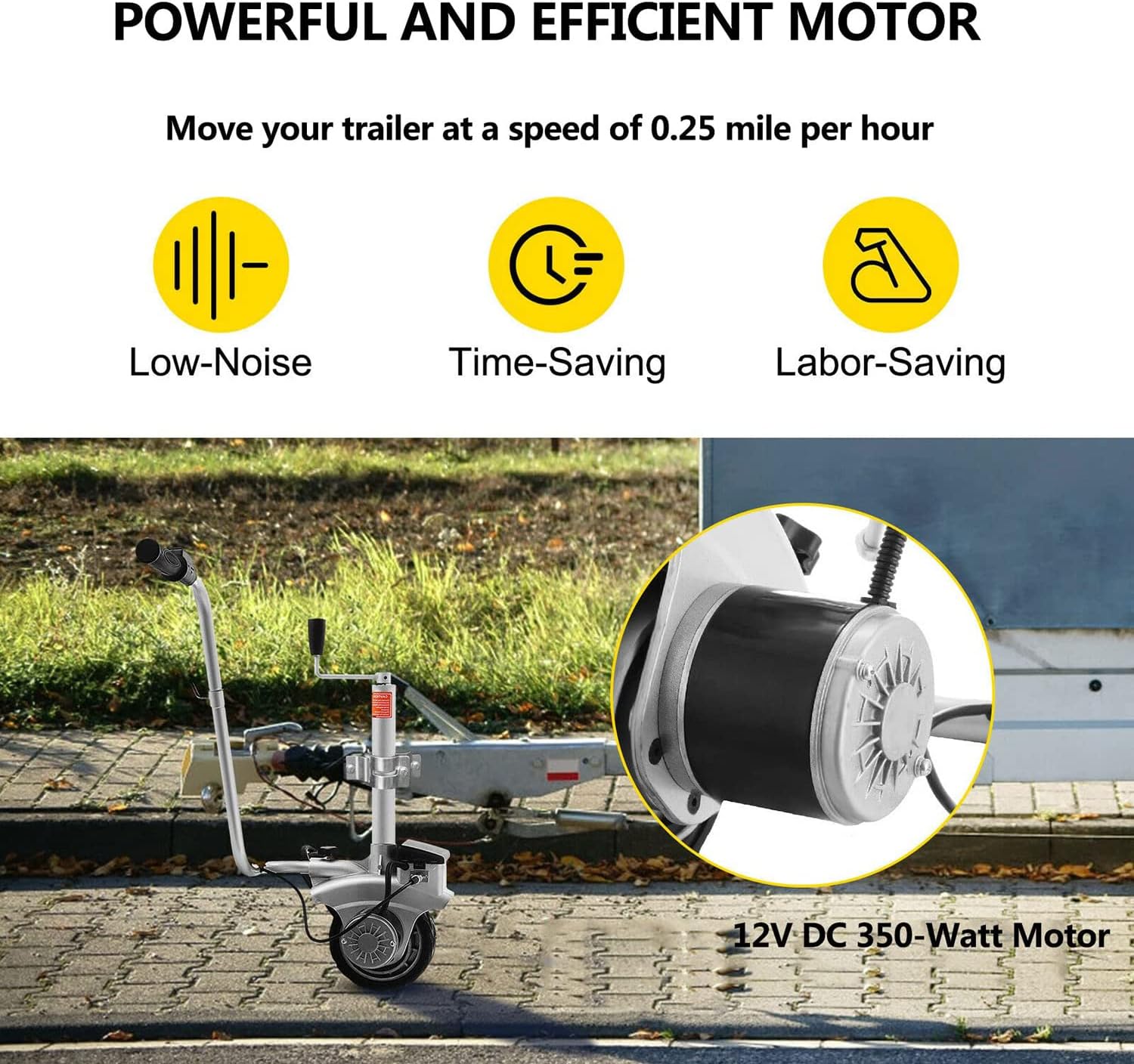 Electric Jockey Wheel Mover Trailer Mover, 12V Electric Trailer Jack with Max Load 5504.5 lbs with 5-7m/min Speed, Motorised Jockey Wheel