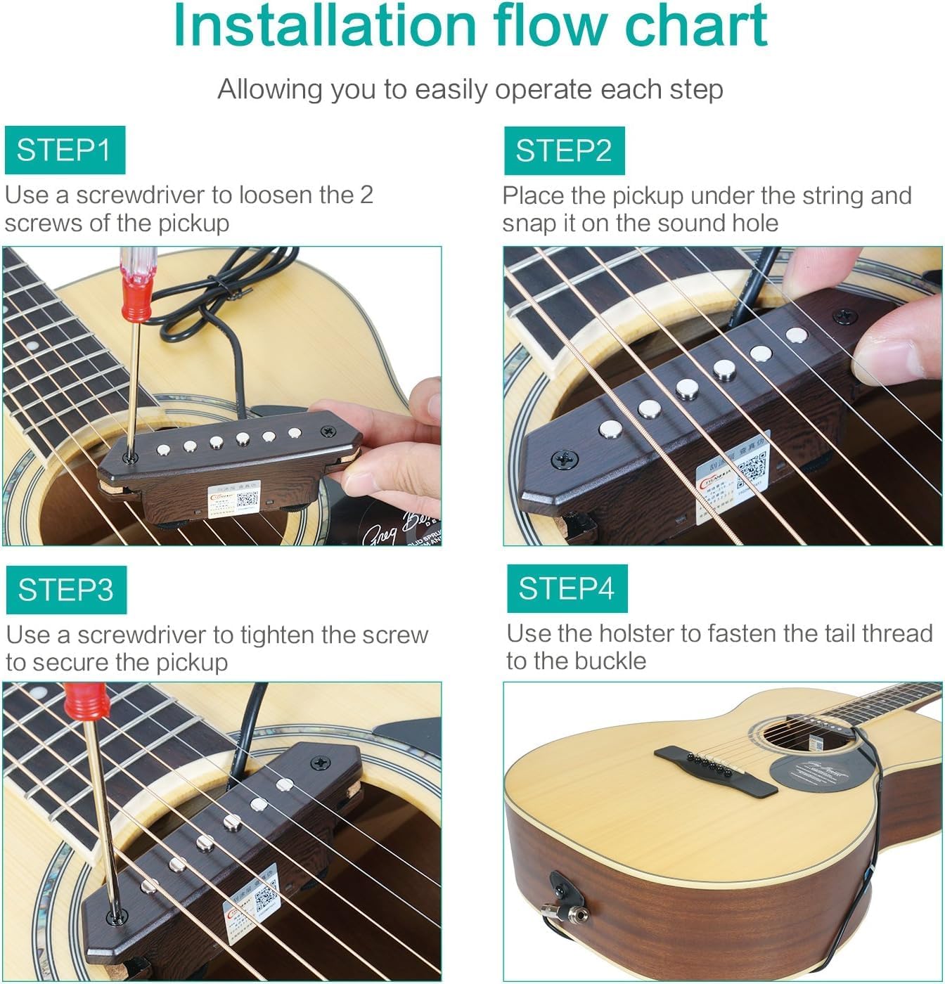 Acoustic Guitar Pickup Passive Megnetic Soundhole Pickup with Humbucker Volume Timbre Control