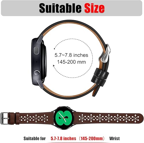 Miniatura 4 de Correas de cuero de 0.787 pulgadas para Samsung Galaxy Watch 654 1.575 in 1.732 inWatch 5 Pro 1.772 inWatch 4 Classic 1.654 in 1.811 in, pulseras de