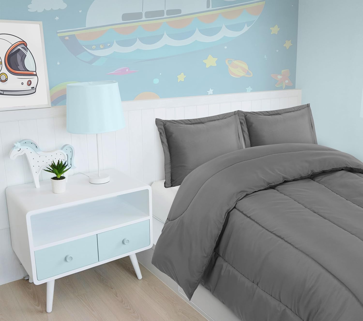 Utopia Bedding All Season Grey Comforter Set with 2 Pillow Cases, 3 Piece Soft Brushed Microfiber Kids Bedding Set for Boys/Girls, Machine Washable (Twin) - Image 5