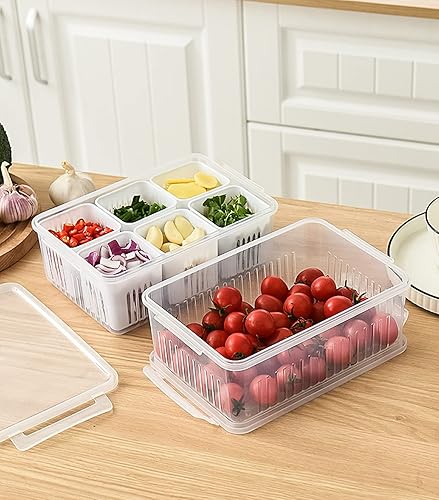 Miniatura 5 de Recipientes de almacenamiento de alimentos con tapas herméticas, recipiente para refrigerador con 6 cajas pequeñas desmontables, contenedor portátil