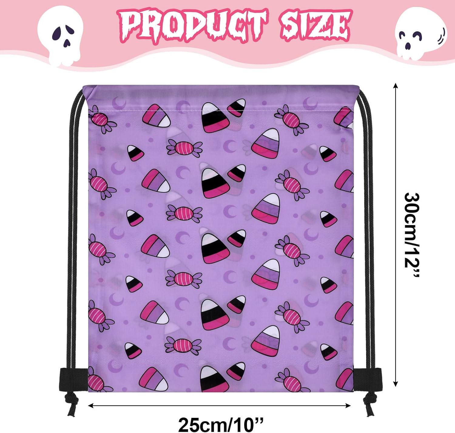 Kacctyen 24 Pcs Pink Halloween Drawstring Backpack Bulk 12 x 10 Inch Ghost Corn Candy Bat Pattern Treats Bags Girly Trick or Treat Candy Goodie Gift Bag for Halloween Party Favor Supplies - Image 2