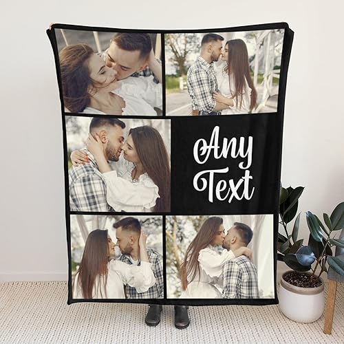 Miniatura 4 de Mantas personalizadas con texto para parejas, familiares, amigos, adultos, niños, mantas suaves personalizadas para cama, sofá, camping, mantas de