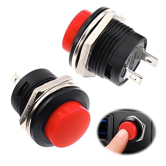 2Pcs Red Momentary Switch, Push Horn Button Switch