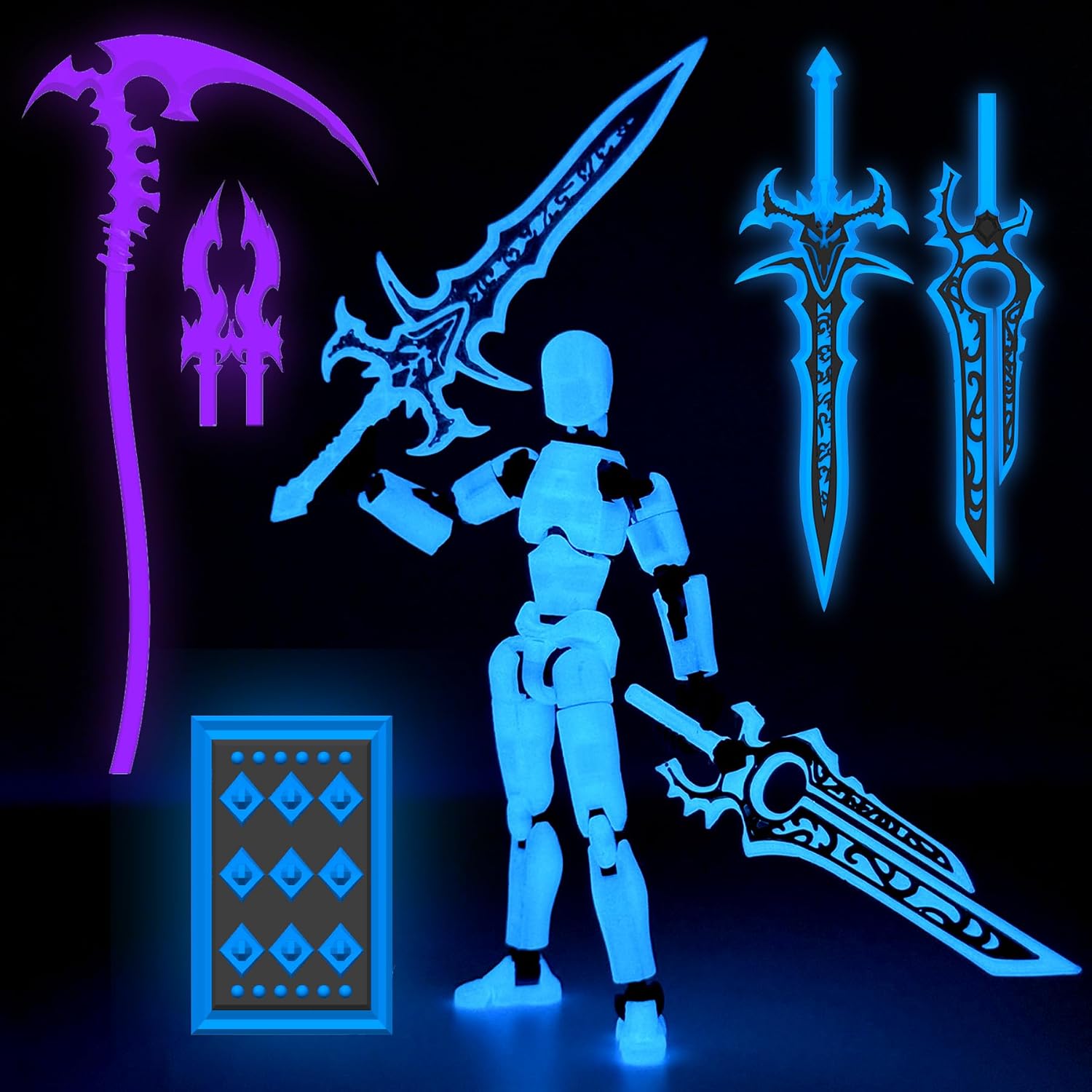 Titan 13 Action Figure Glow in the dark, 3D Printed T Dummy 13 Anime Figure