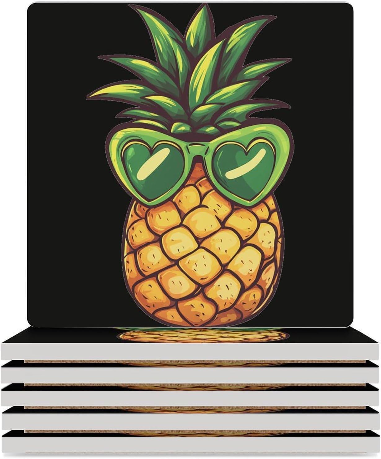 Pineapple Ceramic Coasters Square Drinks Coaster Coffee Table Decor Table Coaster for Home Bar