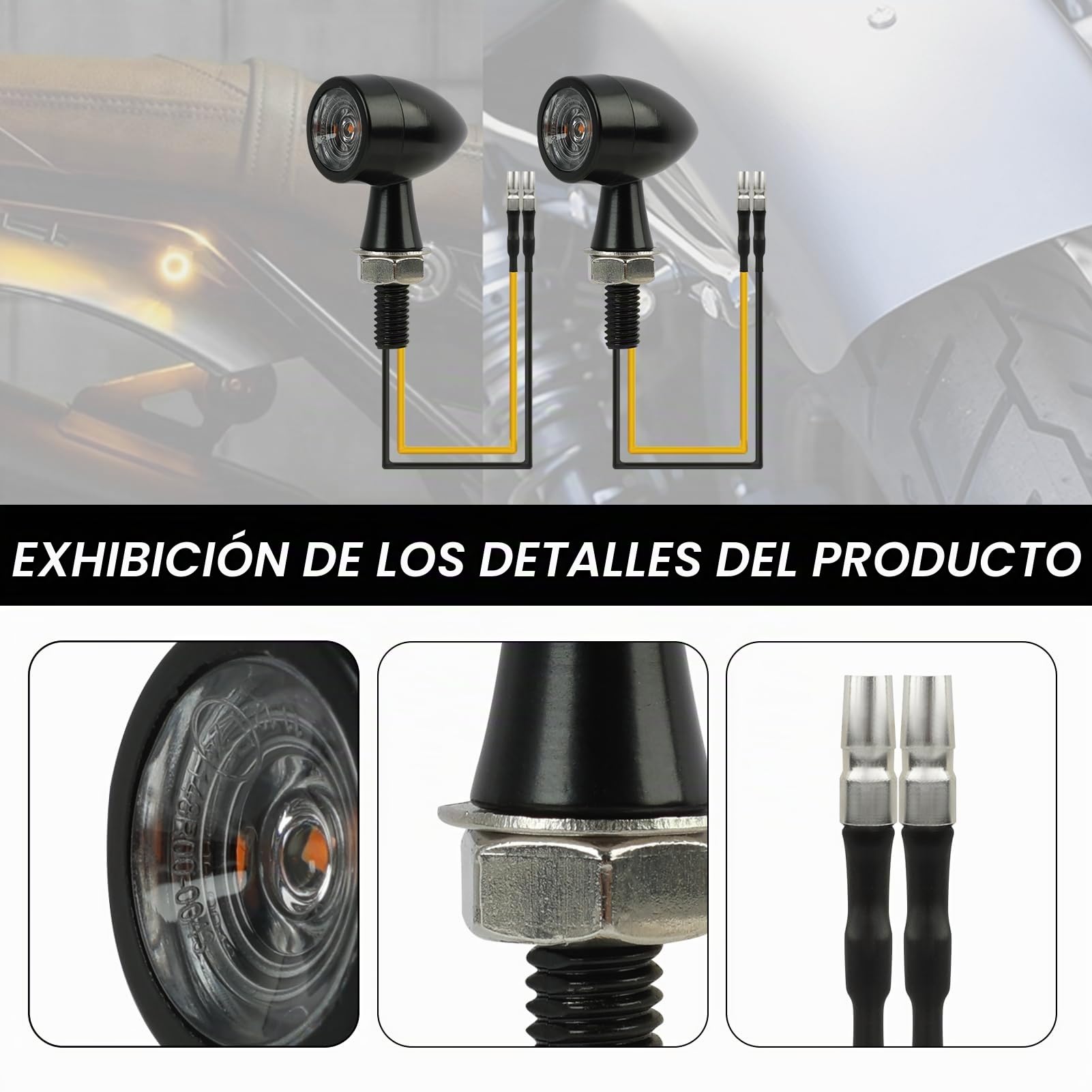 2 Piezas,Intermitentes LED para Moto,Universales 12V, Mini Indicadores de Dirección de Zinc Fundido, Diseño Retro, Impermeables, Apto para la Mayoría de las Motocicletas