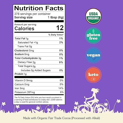 Miniatura 2 de NuNaturals Cacao en polvo orgánico, proceso holandés premium para beber y hornear, 5 libras