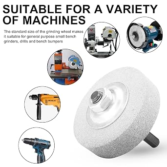 70x20x10mm Grinding Wheel Adapter and Grinding Stone for Drill, Drill Adapter for Cutting Disc, Change Electric Drill into Grinding Machine for Metal Grinding, Polishing, Deburring(White)