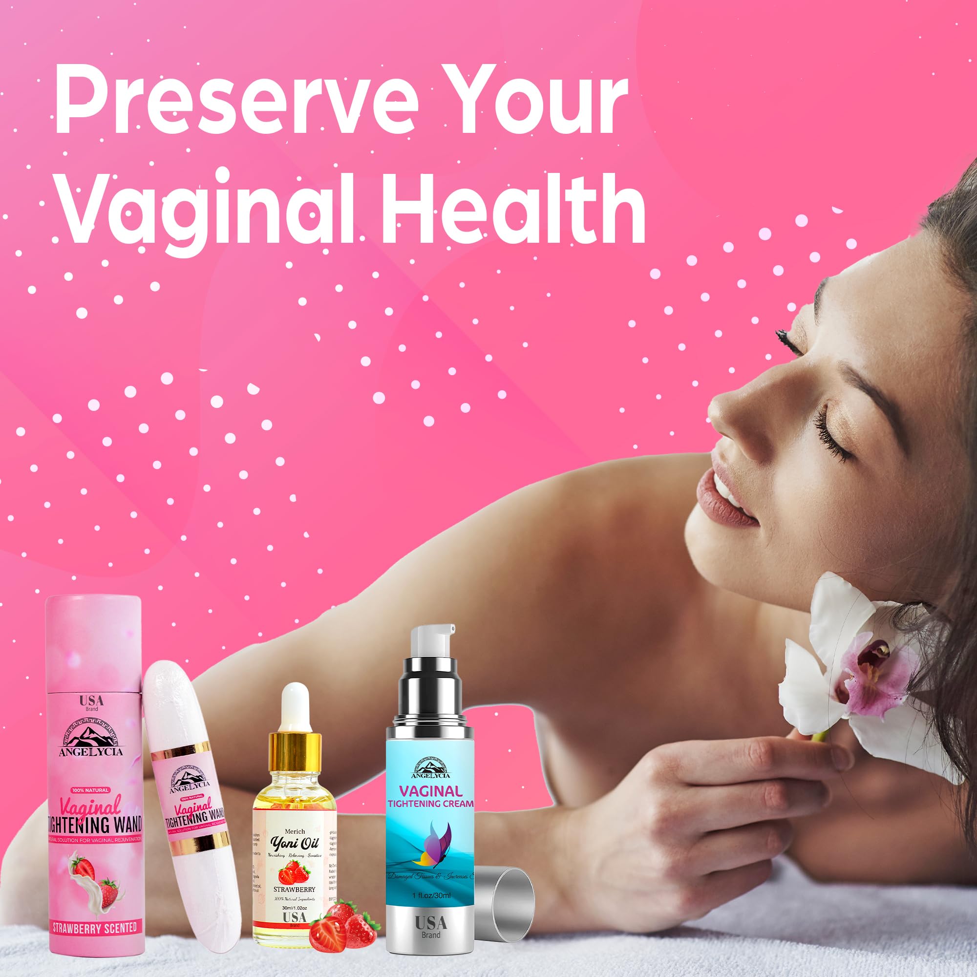 ANGELYCIA Ultimate Feminine Rejuvenation Trio: Wand, Cream and Yoni Oil for Vaginal Tightening, Rejuvenation, Effective Vaginial Tightening Cream, Coochie Tightener Wand and Feminine Yoni Oil