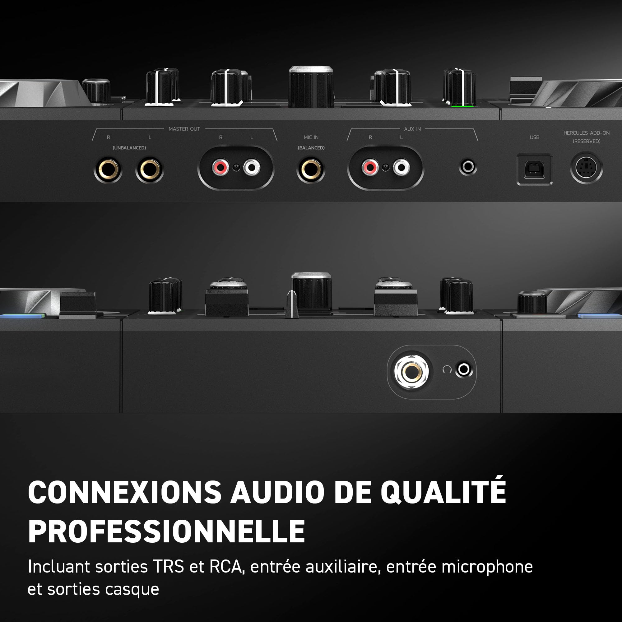 Hercules DJControl Inpulse 500 – Contrôleur DJ USB Professionnel – Serato DJ Lite & DJUCED Inclus – Pieds Rétractables & Plateau Métal – Guide de Mix Lumineux – Entrées Micro & Auxiliaire – Noir
