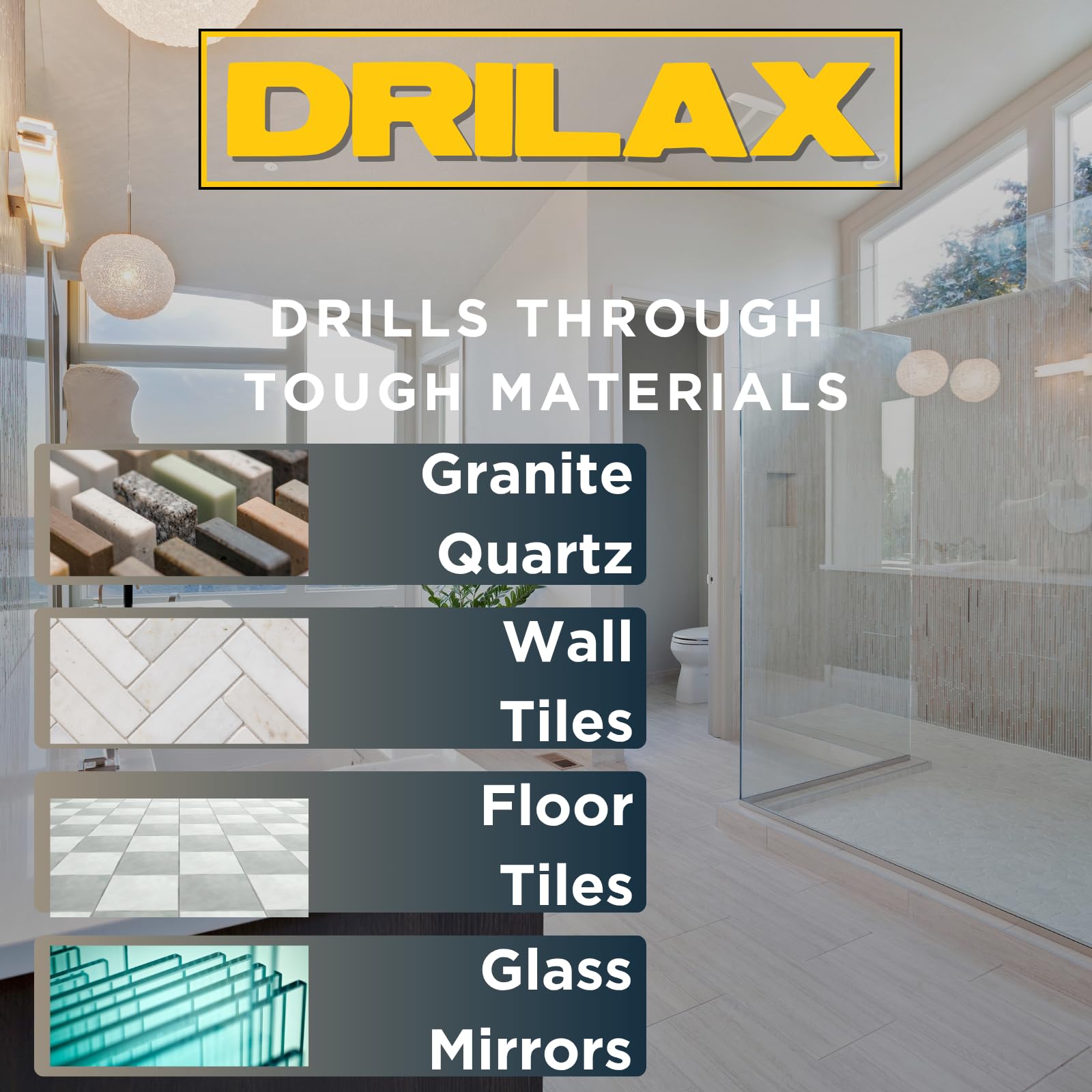 Drilax - Broca perforadora para sierra perforadora de diamantes, granito de vidrio, cerámica y porcelana, 7 pulgadas, para cocina, baño, ducha