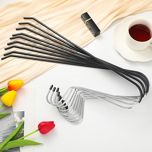 Miniatura 4 de Tioncy 20 perchas de acero inoxidable con extremos abiertos para pantalones y jeans, perchas resistentes con revestimiento de vinilo antideslizante