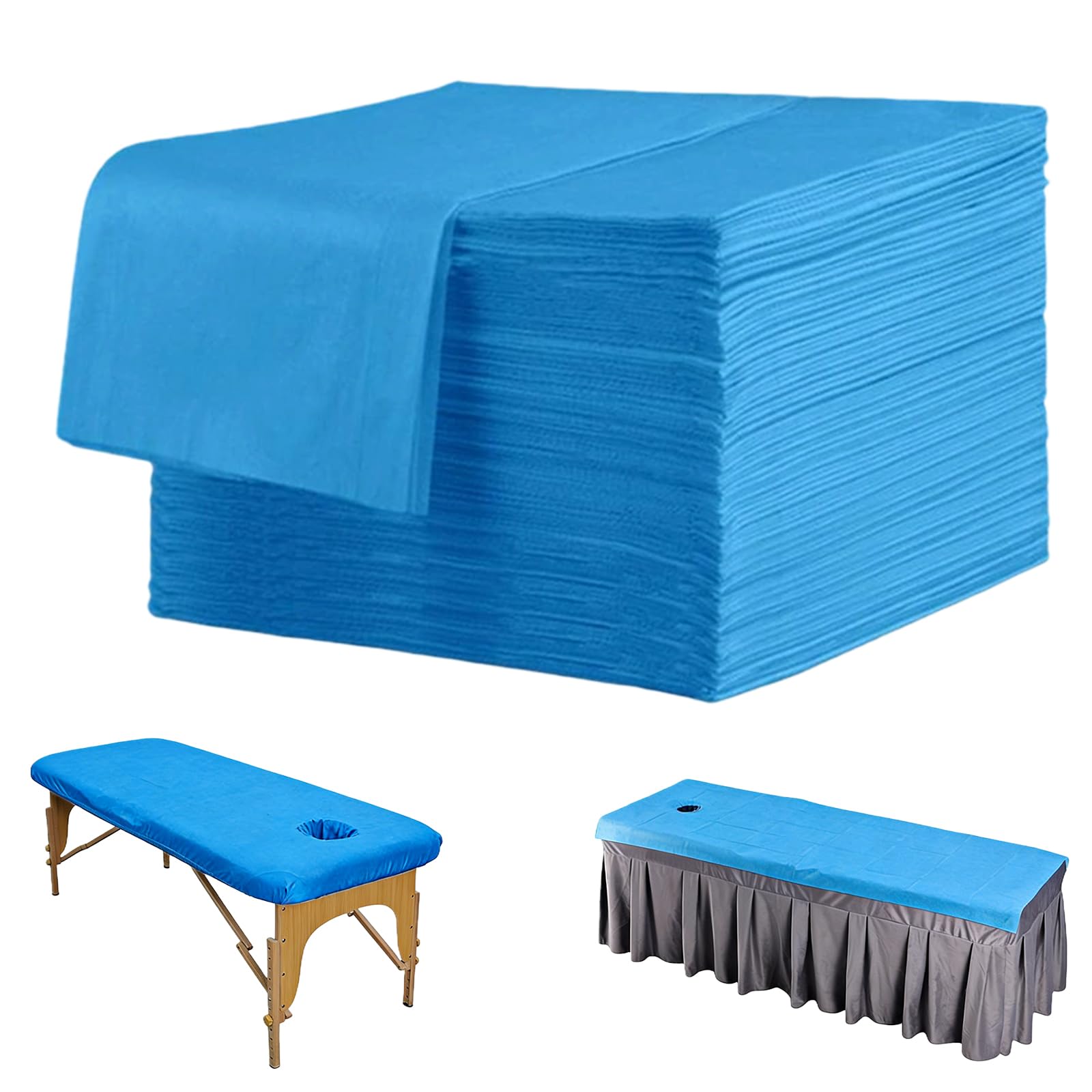 100 piezas desechables para camillas de masaje, cubrecamas de masaje, sábanas desechables de tela no tejida, para salón de belleza, spa, masaje, hoteles, 180 x 80 cm, color azul
