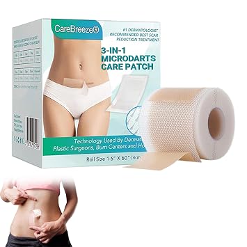 CareBreeze 3 in 1 Microdarts Care Patch-1.6"X 60" Roll-1.5M, 2026 New Professional Silicone Scar Sheets, Care Breeze Patch, Reusable Silicone Scar Strips, Suitable for all skin scars 1 Pack