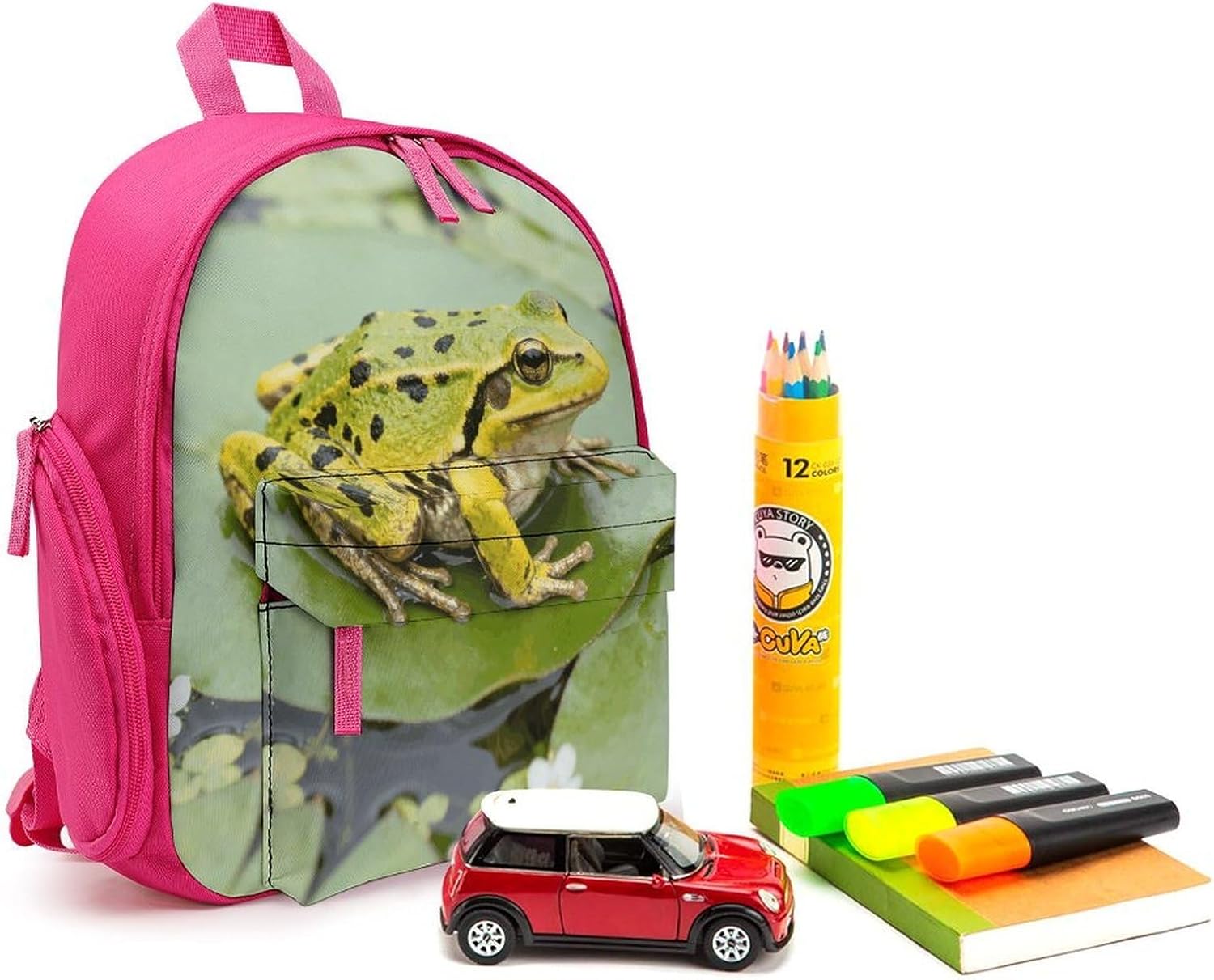 Oriental Fire-bellied Toad Backpack 12.6 Inch Casual Daypack with Multi-Pockets BookBag for Daily Essentials image 3
