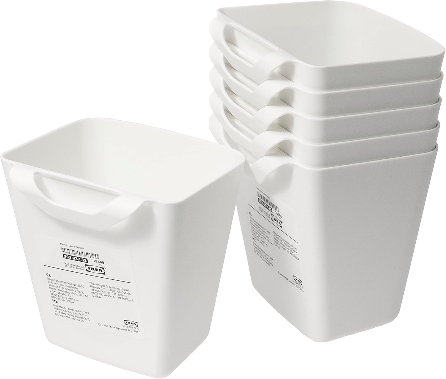 Ikea SUNNERSTA Kitchen Hanging Storage Containers, White, 12 x 11 x 13 cm, 750 ml, Plastic, 503.037.35 - Set of 6