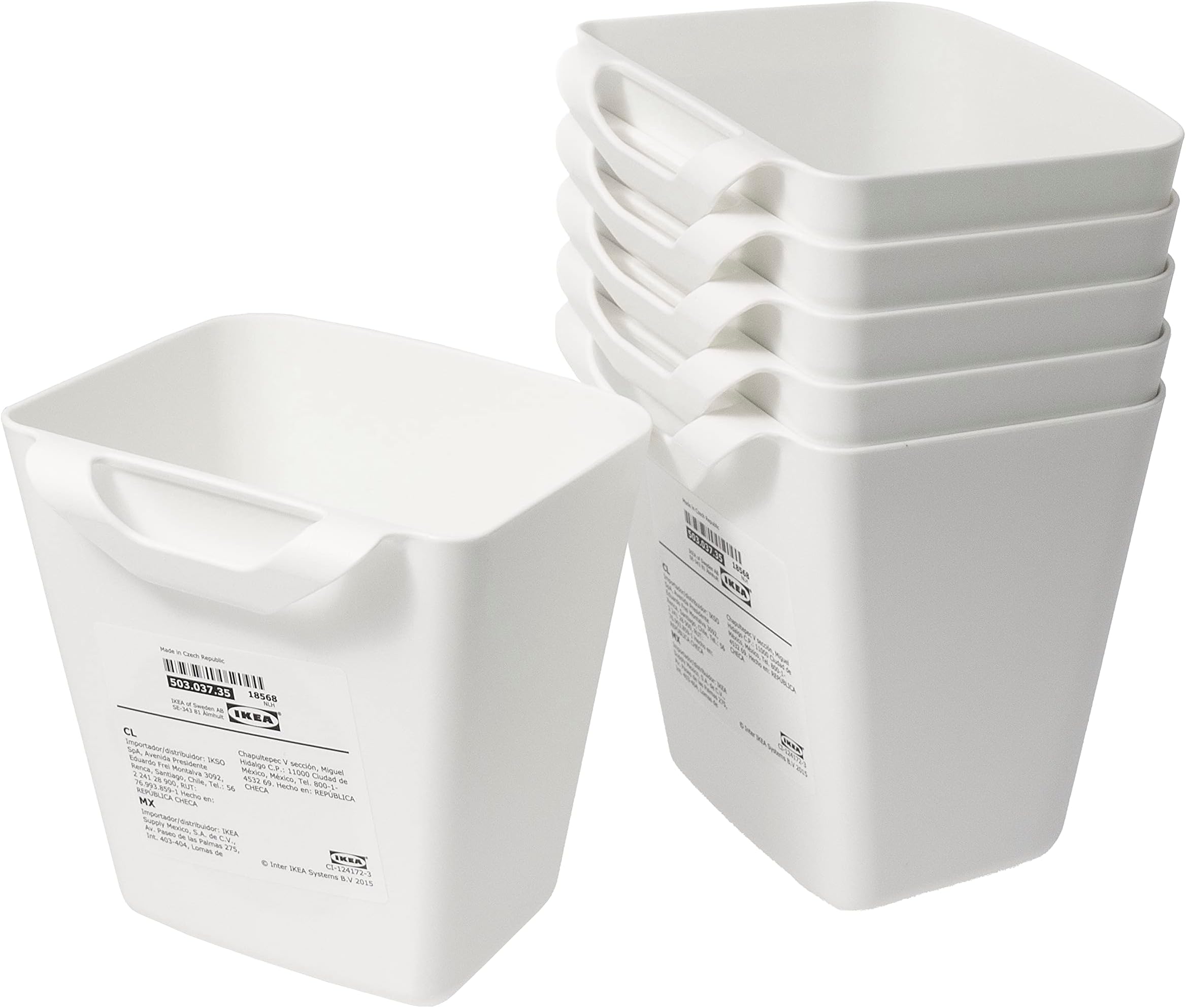 SUNNERSTA Kitchen Hanging Containers, White, 12 x 11 x 13 cm, 750 ml, Plastic, 503.037.35 - Set of 6