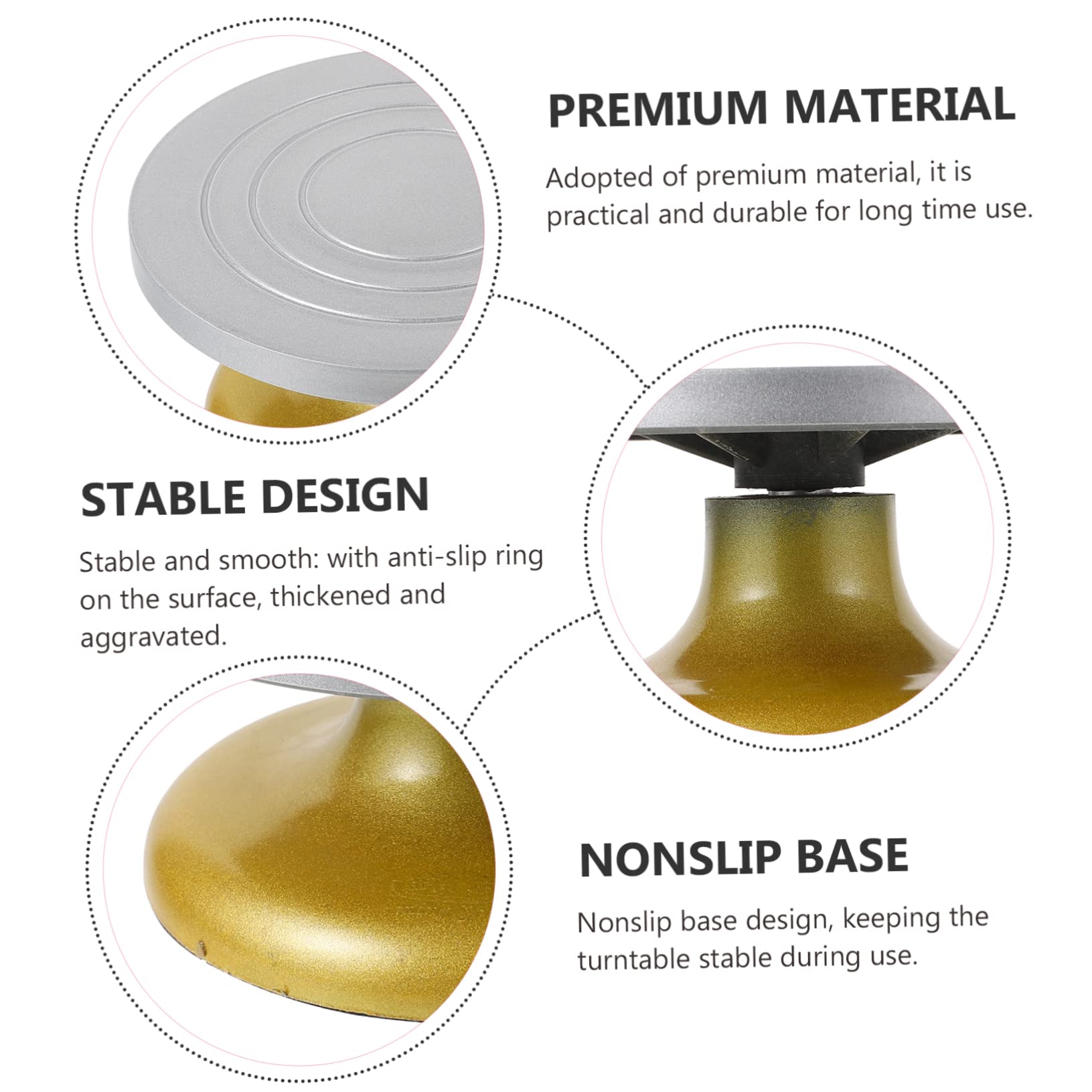 Plato Giratorio para Pasteles 22, 5cm de Plástico Acero Antideslizante | Mesa de Trabajo para Decoración, Adecuado para Repostería y Modelado, Base Gruesa para Giro Estable