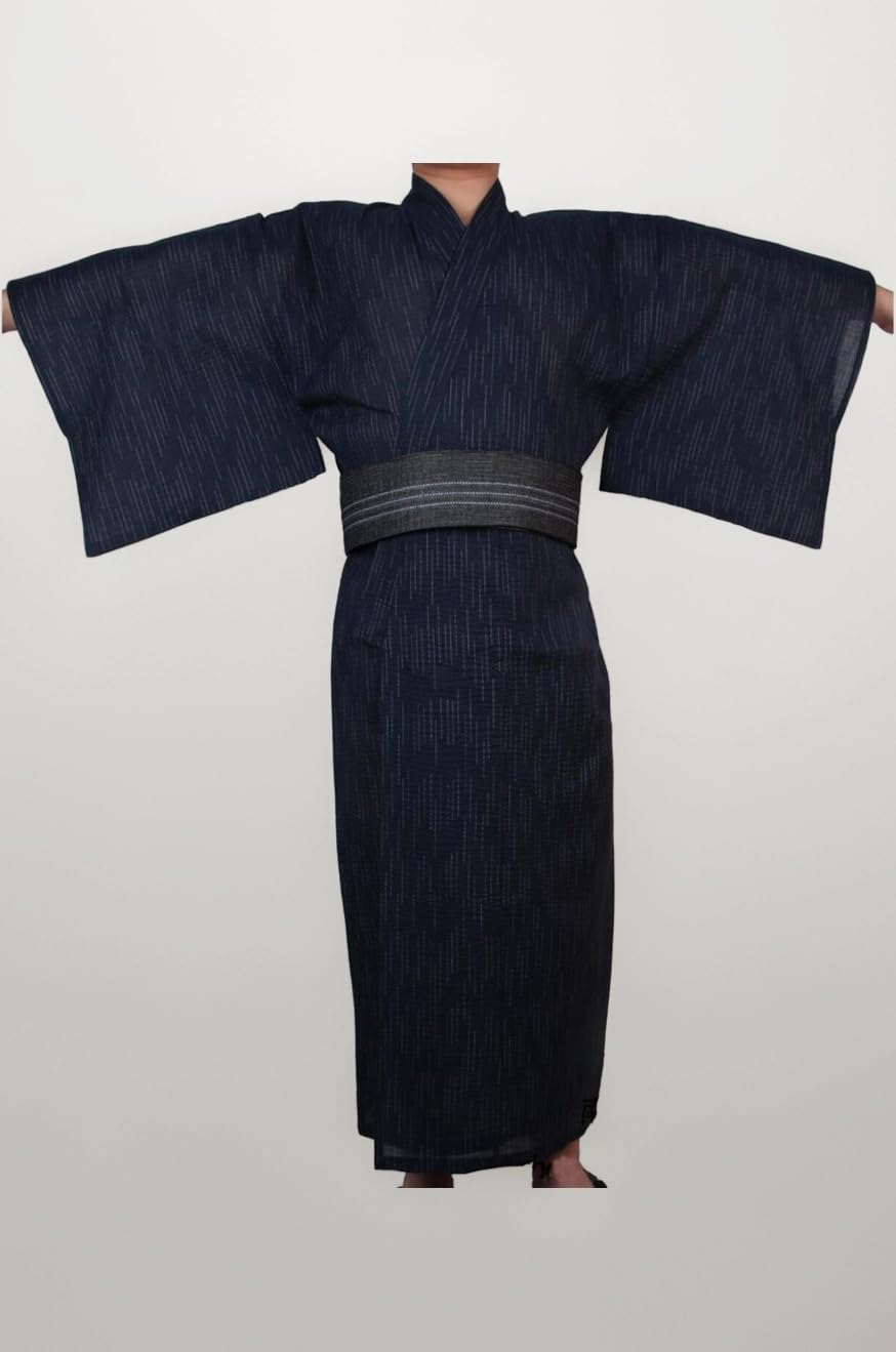 FANCY PUMPKIN Jinbei Men's Japanese Yukata Japanese Kimono Home Robe Pajamas Dressing Gown, Colour 09, Large