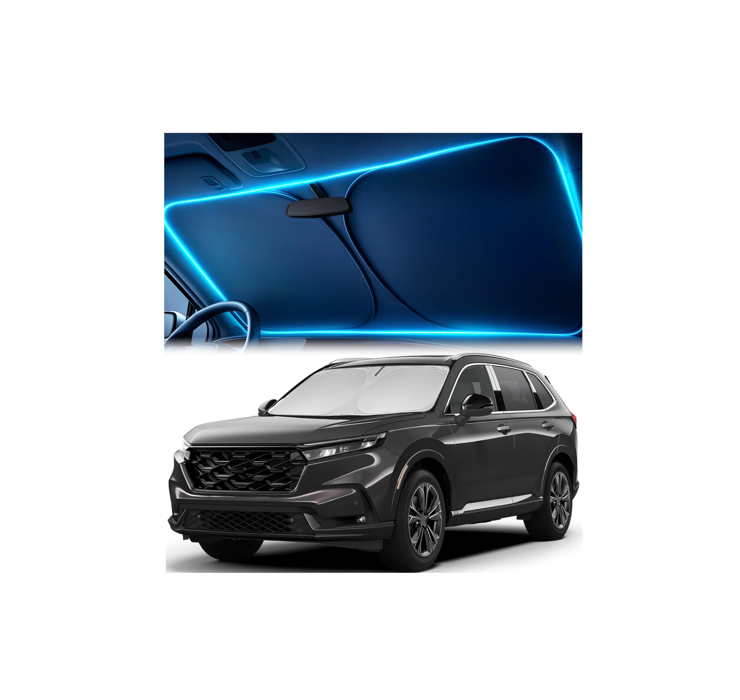 Parasole per parabrezza per Honda CR-V 2023 2024 2025 2026 – Protezione parasole su misura con taglio a specchio, blocca calore e raggi UV, pieghevole con custodia – Parasole per parabrezza Honda CRV