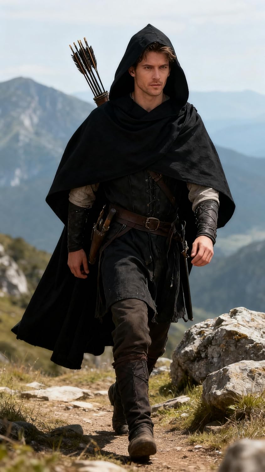 Medieval Hooded Shawl Renaissance Multifunctional Cowl Scarf Cape Desert Post Apocalyptic Costume LARP Assassin Cosplay